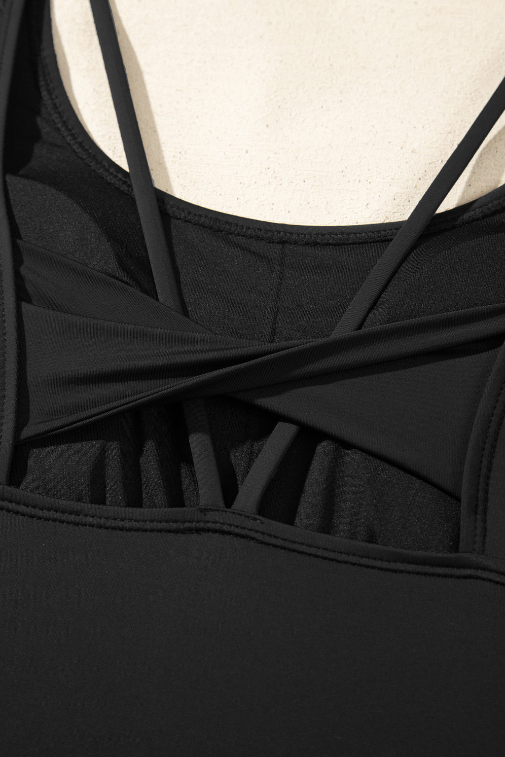 Black Twisted Strappy Back Active Mini Dress with Shorts