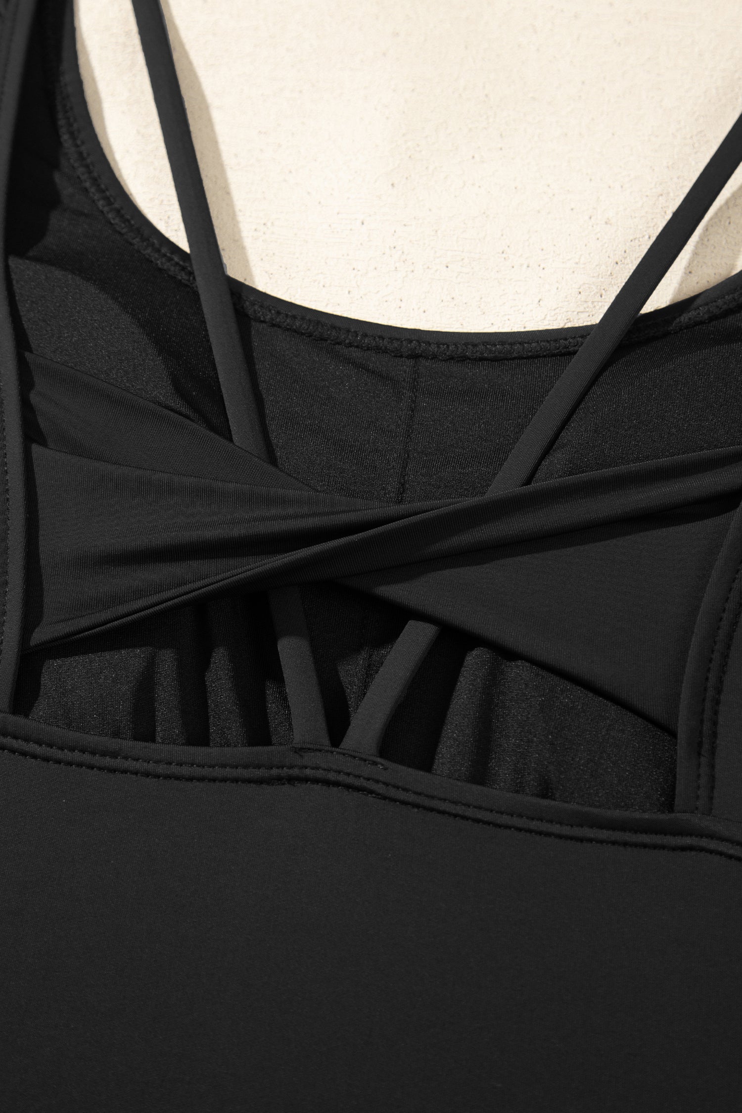 Black Twisted Strappy Back Active Mini Dress with Shorts
