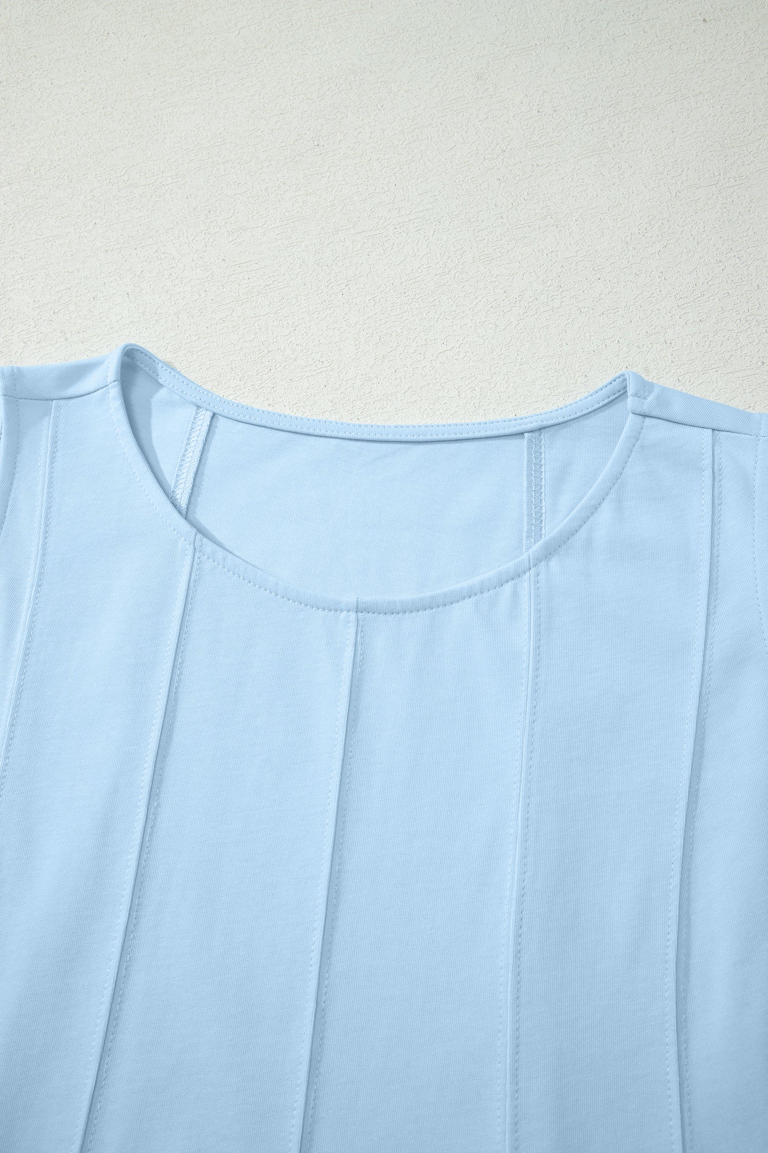 Beige Stitched Detail Loose Tank Top Cotton 2pcs Short Set